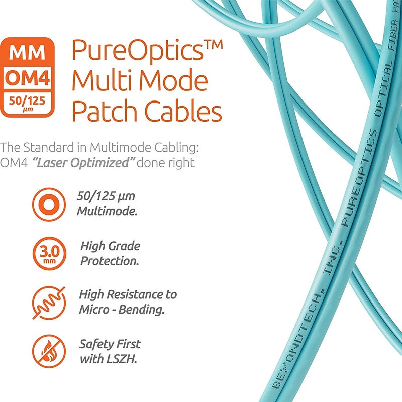 BEYONDTECH 2m (6ft) LC to LC Fiber Patch Cable â€“ (1 Pack) UPC Multimode Duplex Fiber Optic Cable â€“ 50/125Âµm core, Compatible with OM4 â€“ 40G LSZH PUREOptics Series - Image 4